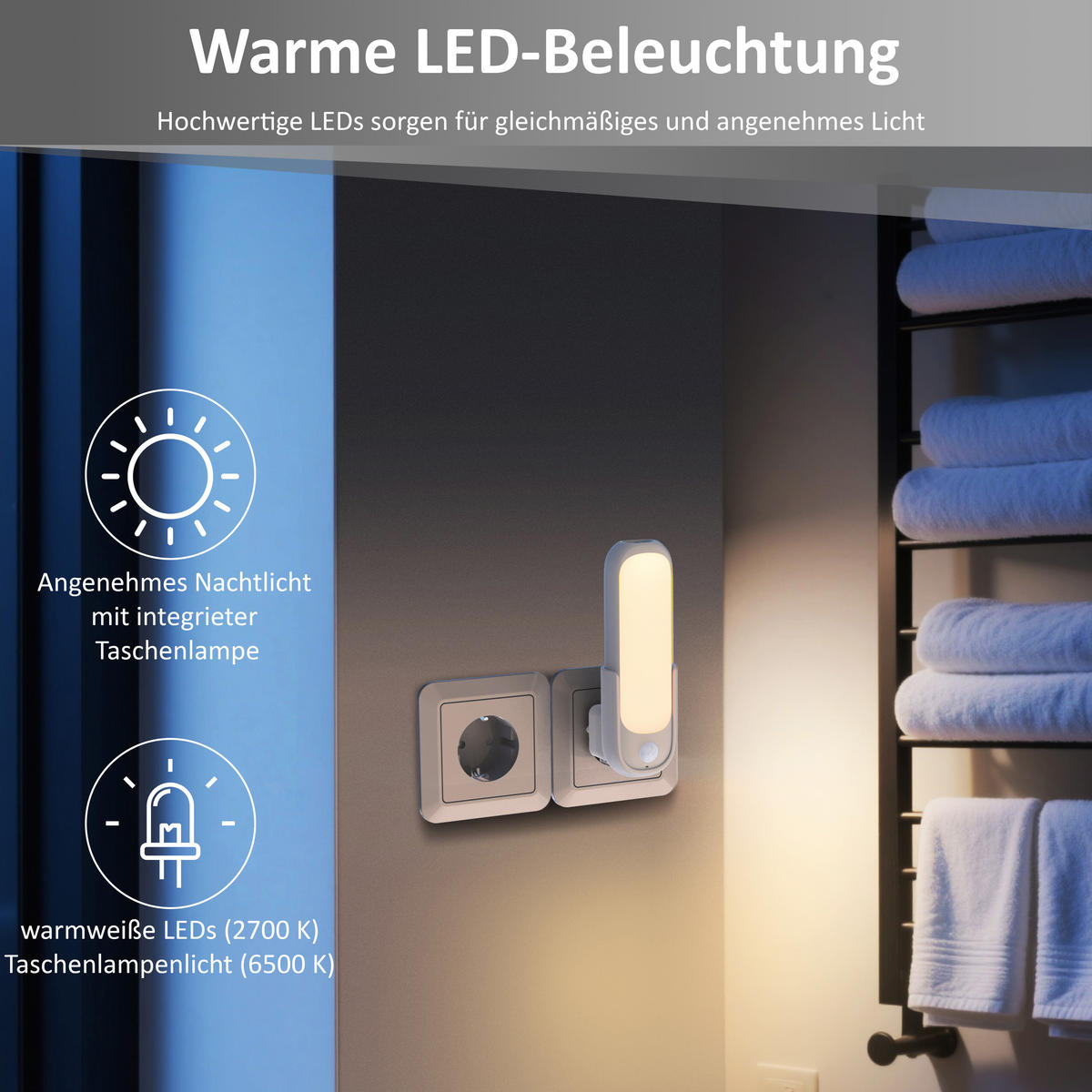 LED-ORIENTIERUNGSLEUCHTE Oval Weiß Kunststoff 2er-Set - Weiß, Kunststoff (8/5/14cm) - Northpoint