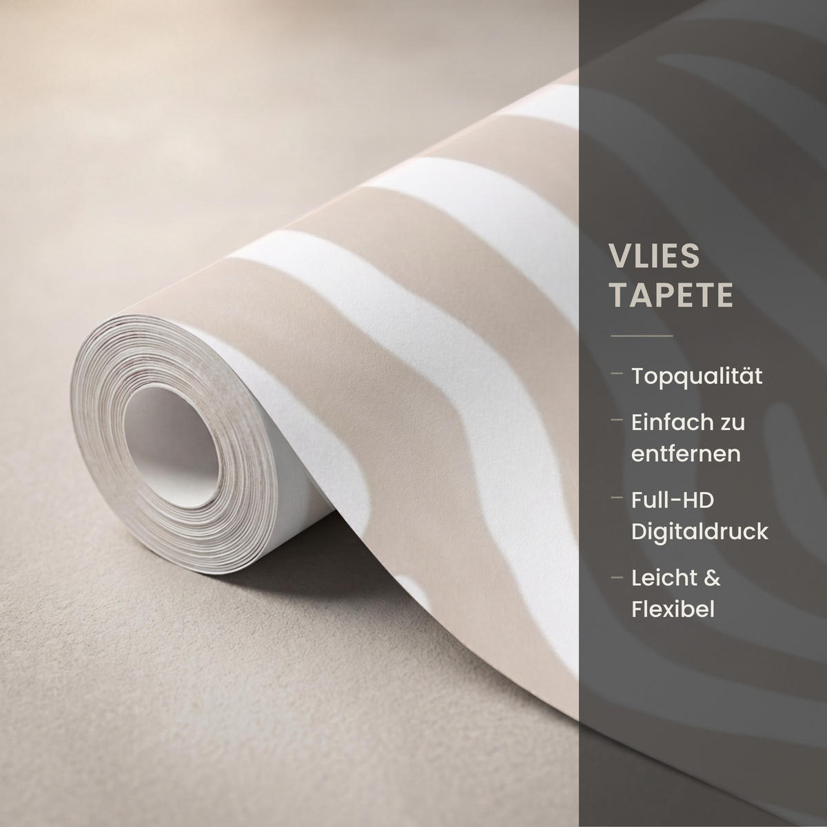 TAPETE - Abstrakt - Zebra - Beige - 400x220 cm - Beige, Papier (400/220cm) - OnlyWow