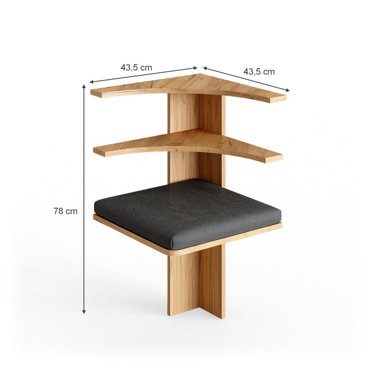 ESSZIMMER-ECKBANK Roman Sandeiche 43.5 x 43.5 cm - Anthrazit/Eiche Wotan, Holzwerkstoff (43.5/78/43.5cm) - Vicco