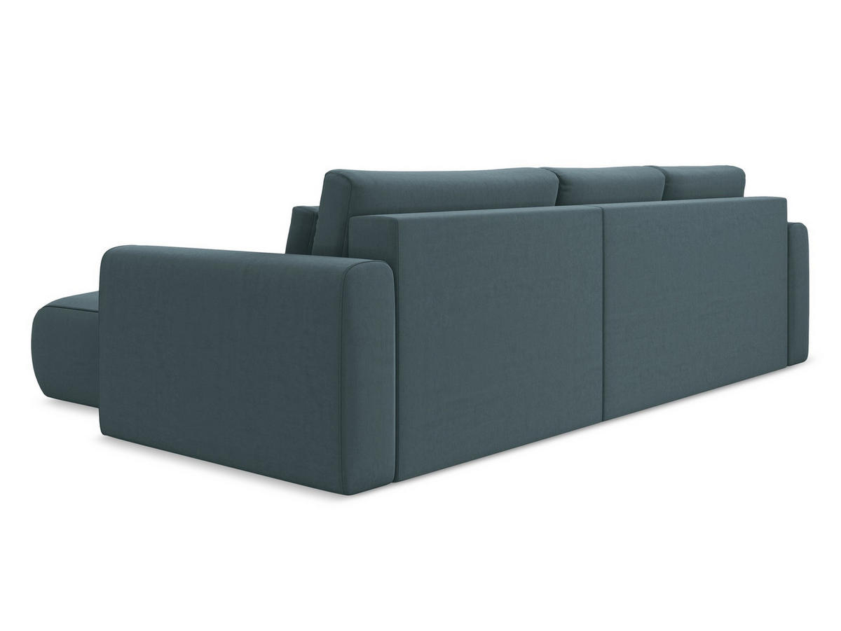 ECKSOFA mit Schlaffunktion Samt Stoff Blau - Blau/Petrol, Kunststoff/Textil (278/149cm) - Makamii