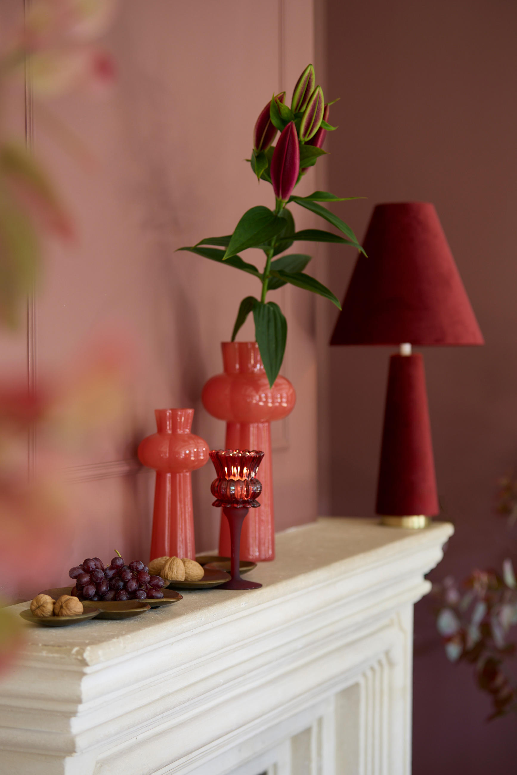 TISCHLAMPE Devia Rot Ø30/61 cm - Rot, Textil (30/30/62.5cm) - Light & Living