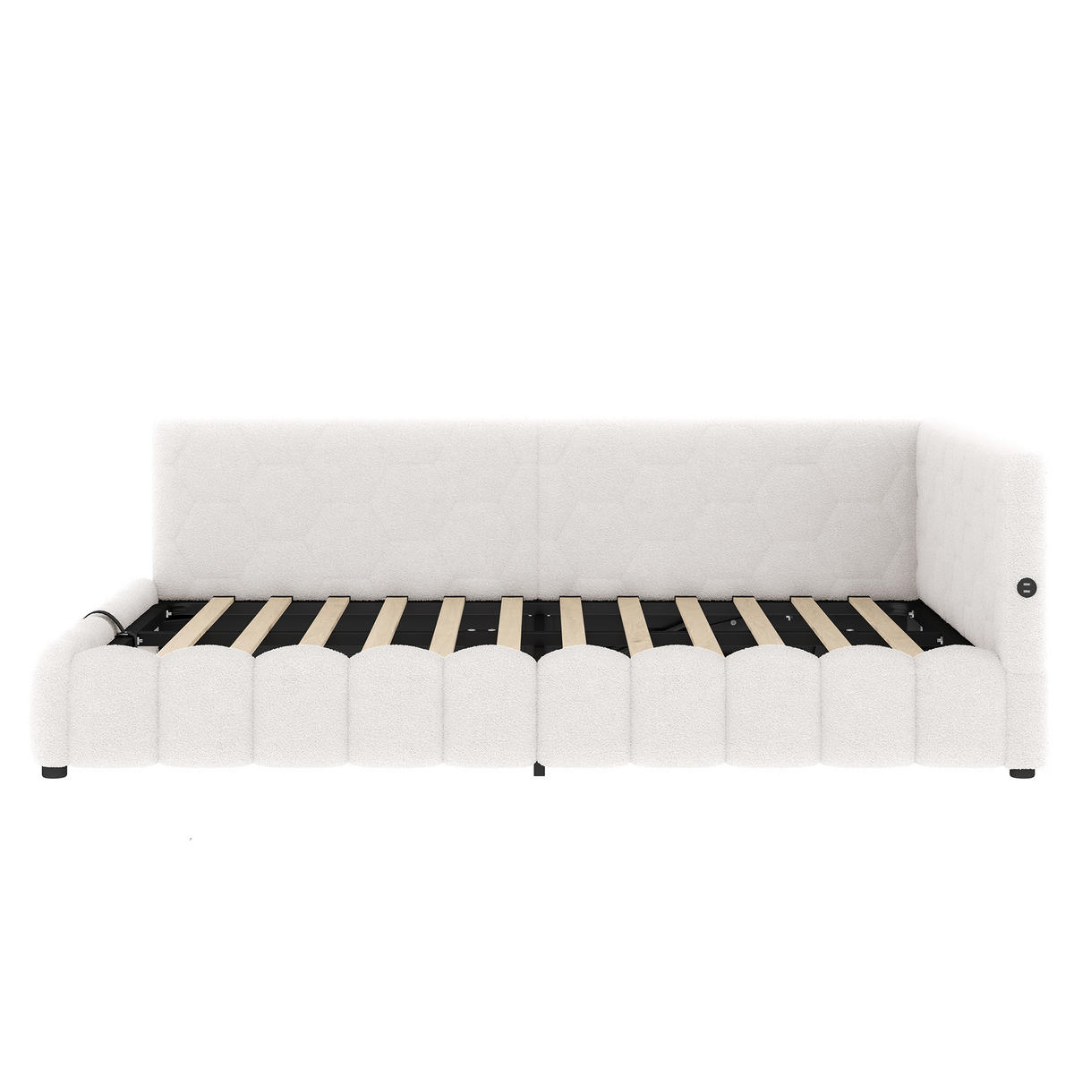 POLSTERBETT 140/200 cm mit Bettkasten, LED-Beleuchtung und USB/Typ-C - Weiß, Textil (140/200cm) - BEAOK