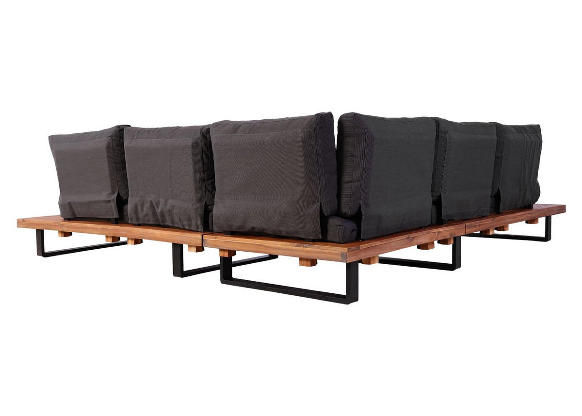 GARTENGARNITUR mit Sessel Braun Dunkelgrau - Braun, Holz - PROREGAL
