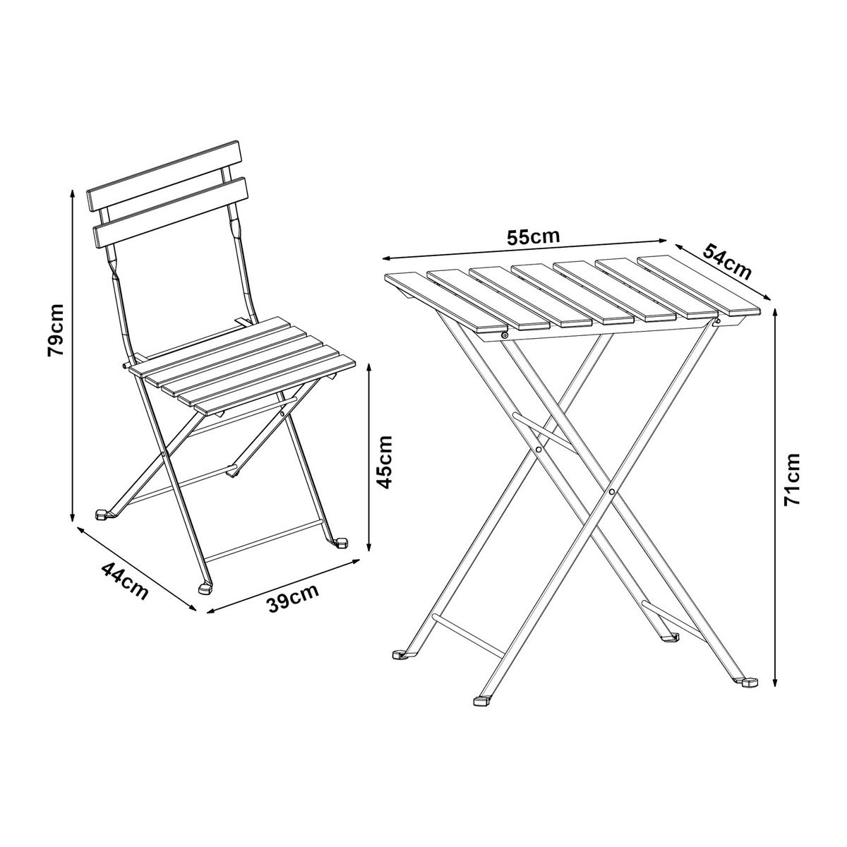 BISTRO-SET 3 TLG. Bovino - Schwarz/Naturfarben, Holz/Metall - casa.pro