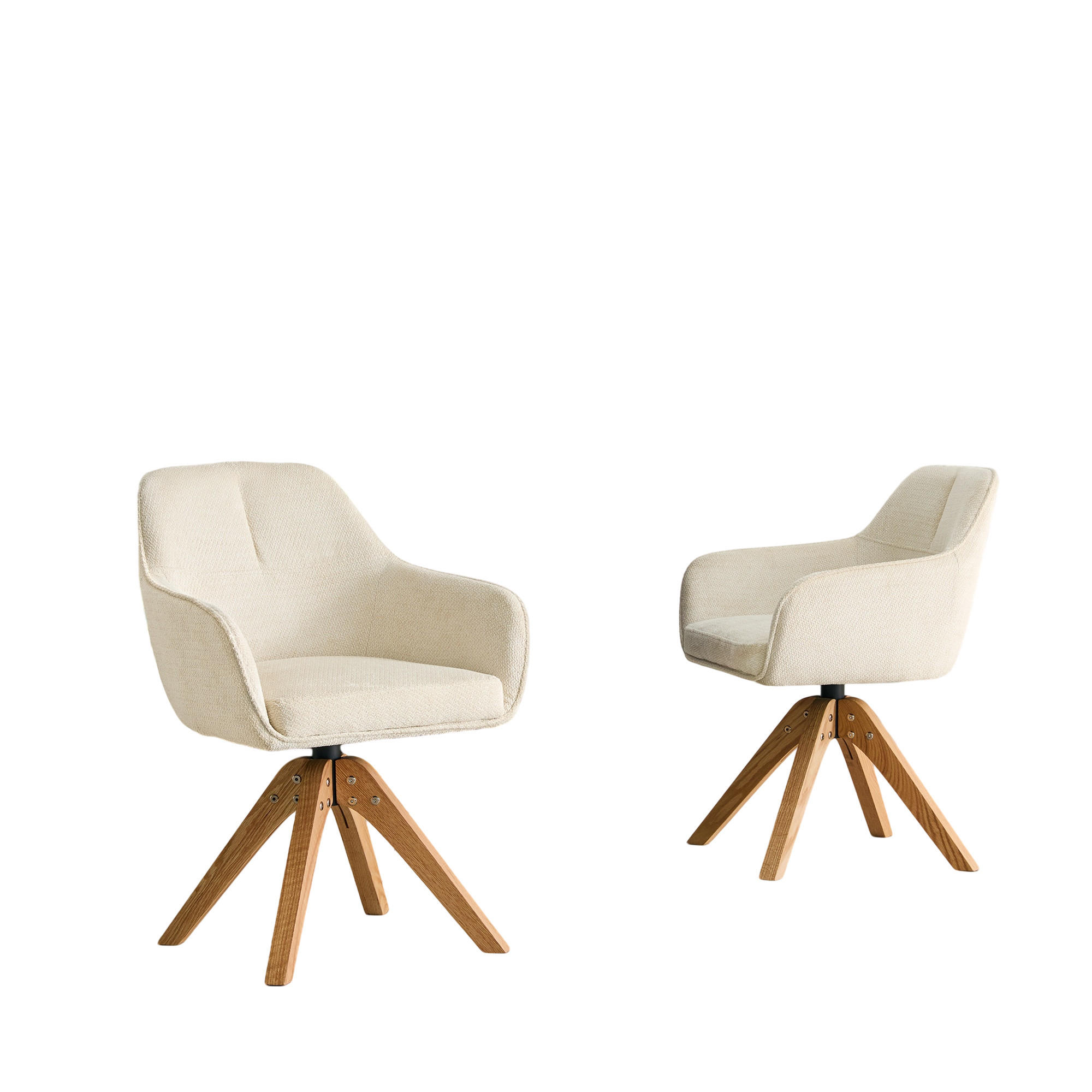 ARMLEHNSTUHL-SET DE-36640 2 Stück mit Stoffbezug und Massivholzbeinen Beige - Beige, Holz (46/82/58cm) - ComfortXL