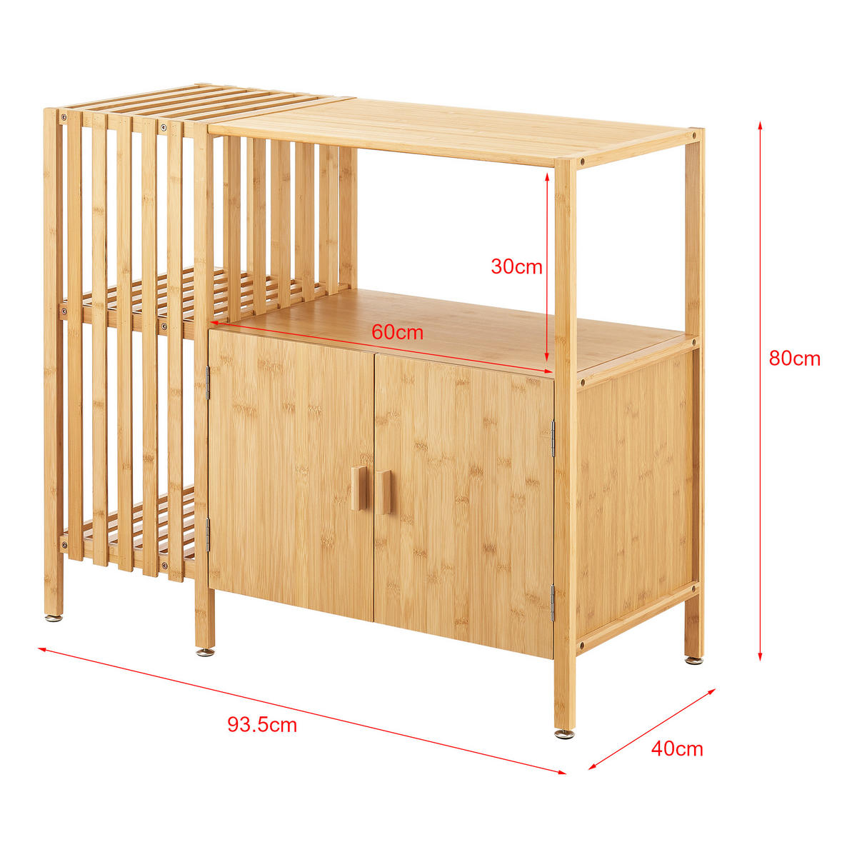BEISTELLSCHRANK Varanger - Naturfarben, Naturmaterialien (40/80/93.5cm) - [en.casa]