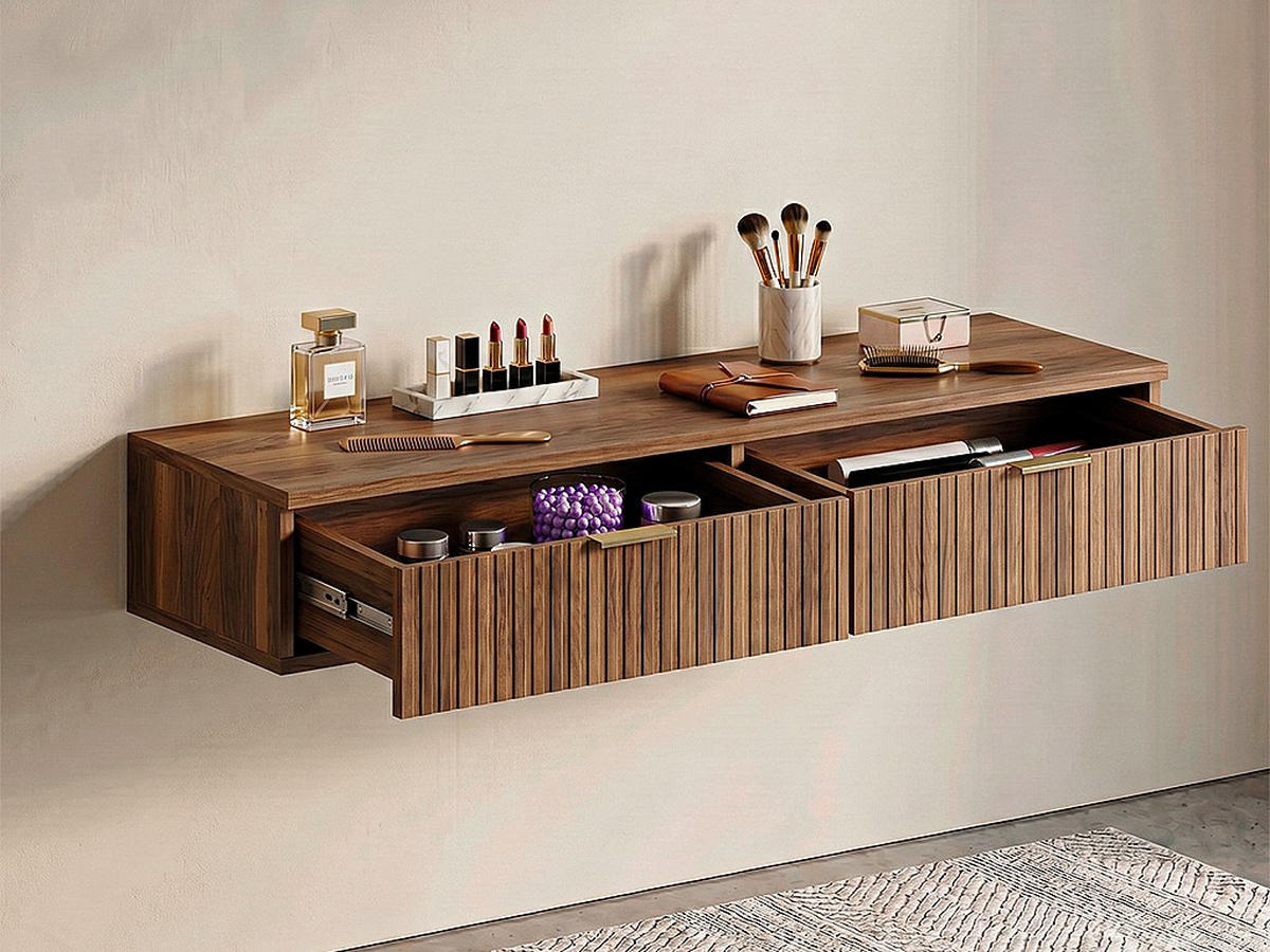KONSOLENSCHREIBTISCH - 110 cm x 45 cm - holz - naturfarben dunkel Fralyn - Naturfarben, Holz (45/110/20cm) - Vente-Unique