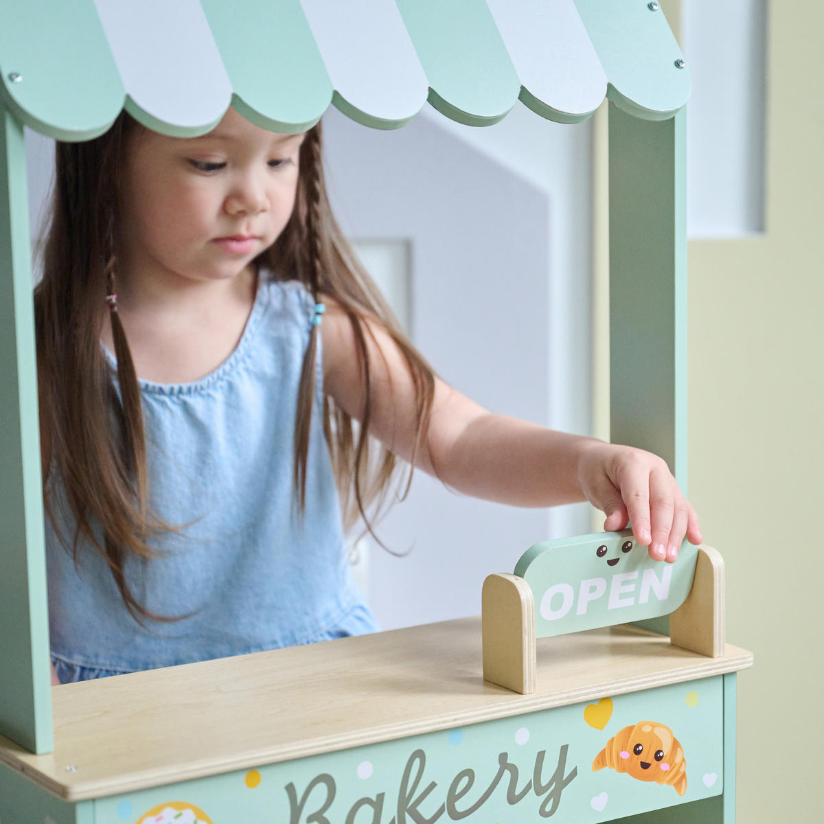 HOLZ-BÄCKEREISTAND mit 12 Gebäckstücken, Grün, 93cm - Grün, Holz (18/93/43cm) - Teamson Kids