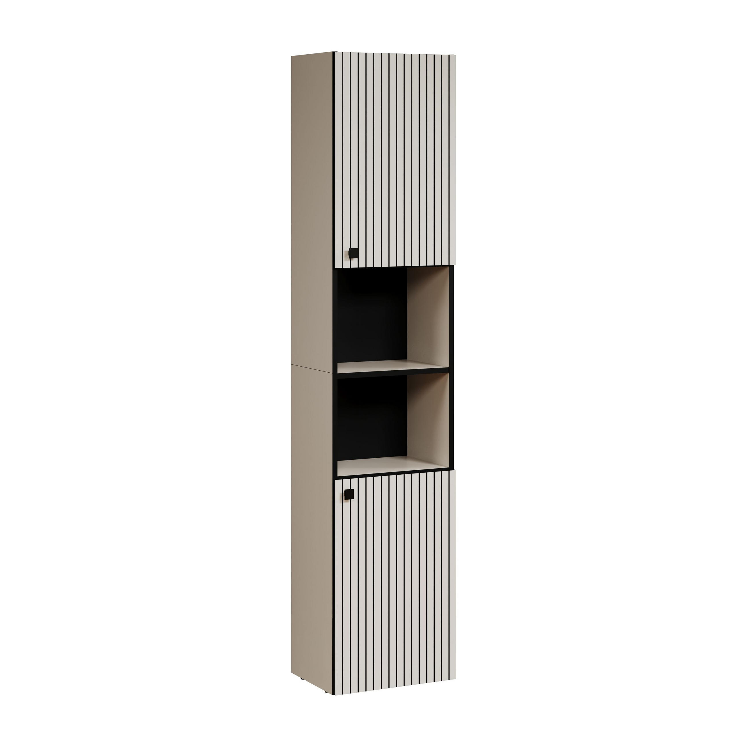 BADEZIMMERSÄULE mit Rillen, 2 Türen und 2 Fächern - purebliss 112/15/44,5 cm - Hellgrau, Holzwerkstoff (40/186/31cm) - Trendteam