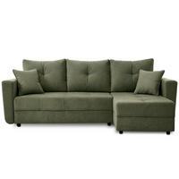 ECKSCHLAFSOFA Verona mit Bettkasten und universeller Ottomane 240 cm, Olivgrün - Olivgrün, Textil (240/148cm) - Beautysofa