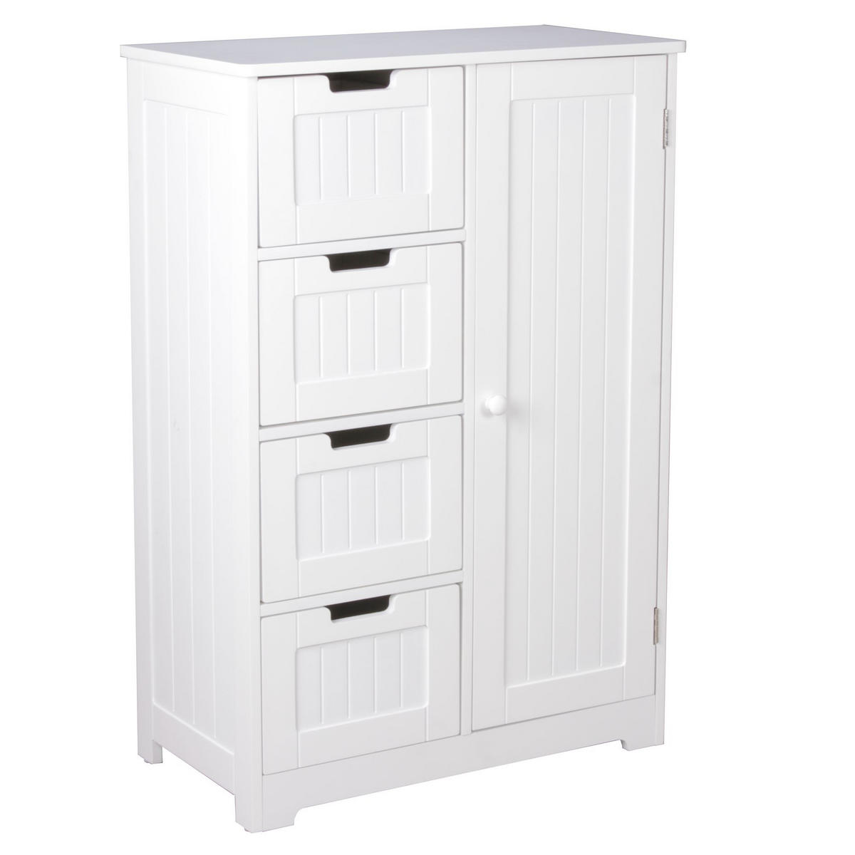 BADSCHRANK Weiß 30x83x30 cm im Landhausstil aus MDF mit 4 Schubladen - Weiß, Holz (56/83/30cm) - KADIMA DESIGN