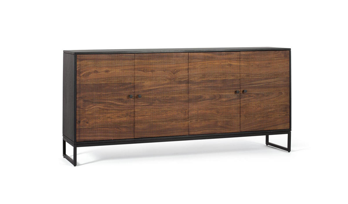 SIDEBOARD mit 4 Türen aus Palisander und Mangoholz - Schwarz, Holz (40/80/170cm) - Giner y Colomer