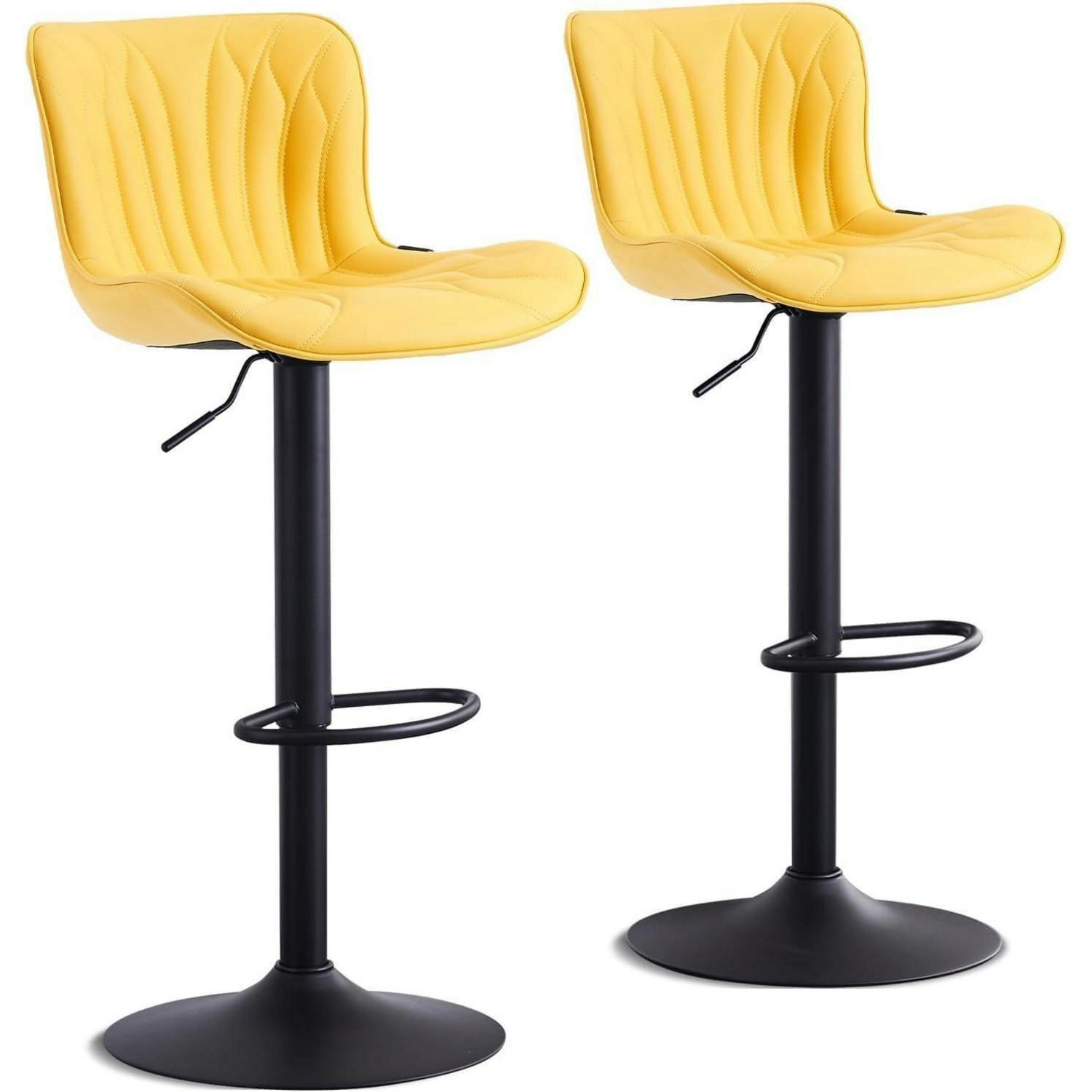 BARHOCKER 2er Set Kunstleder Zitronengelb - Gelb, Kunststoff (83/54/48cm)