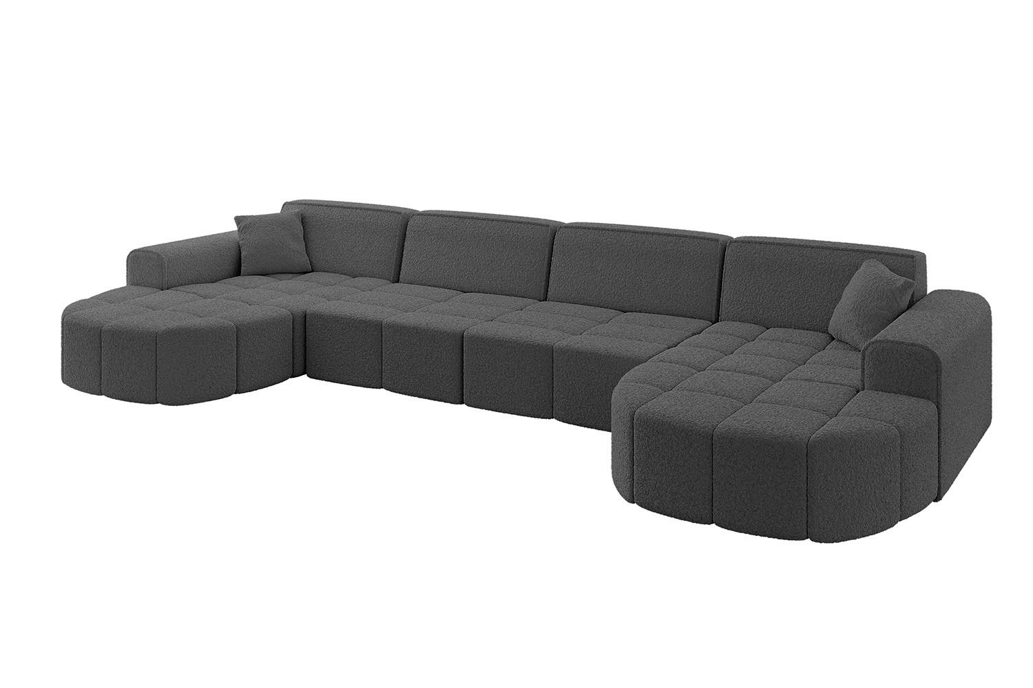 WOHNLANDSCHAFT LIVO-U2 - 400x173x79,5 cm Grau - Grau, Holzwerkstoff/Textil (400/79/173cm) - ALTDECOR
