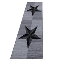 TEPPICH Kurzflor Sterne-Muster Polypropylen Wohnzimmer Grau Läufer 80x300 - Grau, Textil (80/300cm) - KADIMA DESIGN