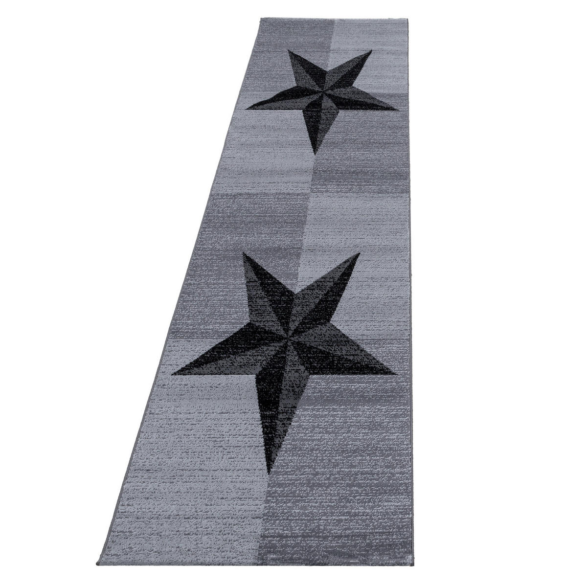 TEPPICH Kurzflor Sterne-Muster Polypropylen Wohnzimmer Grau Läufer 80x300 - Grau, Textil (80/300cm) - KADIMA DESIGN