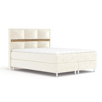 BOXSPRINGBETT Soto Creme 180/200 cm mit Latex-Topper - Silberfarben/Creme, Holz/Holzwerkstoff (180/200cm) - Maison de Reve