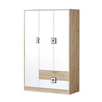 KLEIDERSCHRANK Nico 3 Eiche hell / Weiß-Farbapplikation Grau 120 / 50 / 190 cm - Hellbraun/Weiß, Holz/Holzwerkstoff (120/190/50cm) - Feldmann-Wohnen