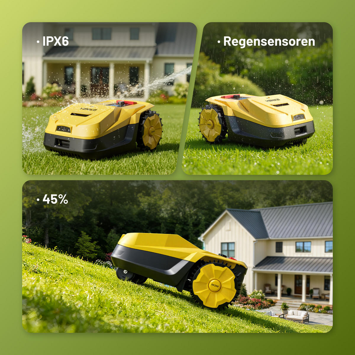 RASENMÄHROBOTER，M200 - Gelb, Kunststoff (41.5/26.5/60.2cm) - EVERCROSS BOT