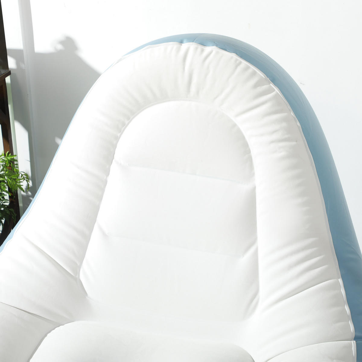 AUFBLASBARES SOFA, Weiß+Blau, Kunststoff - Weiß, Kunststoff (100/87/100cm) - Outsunny