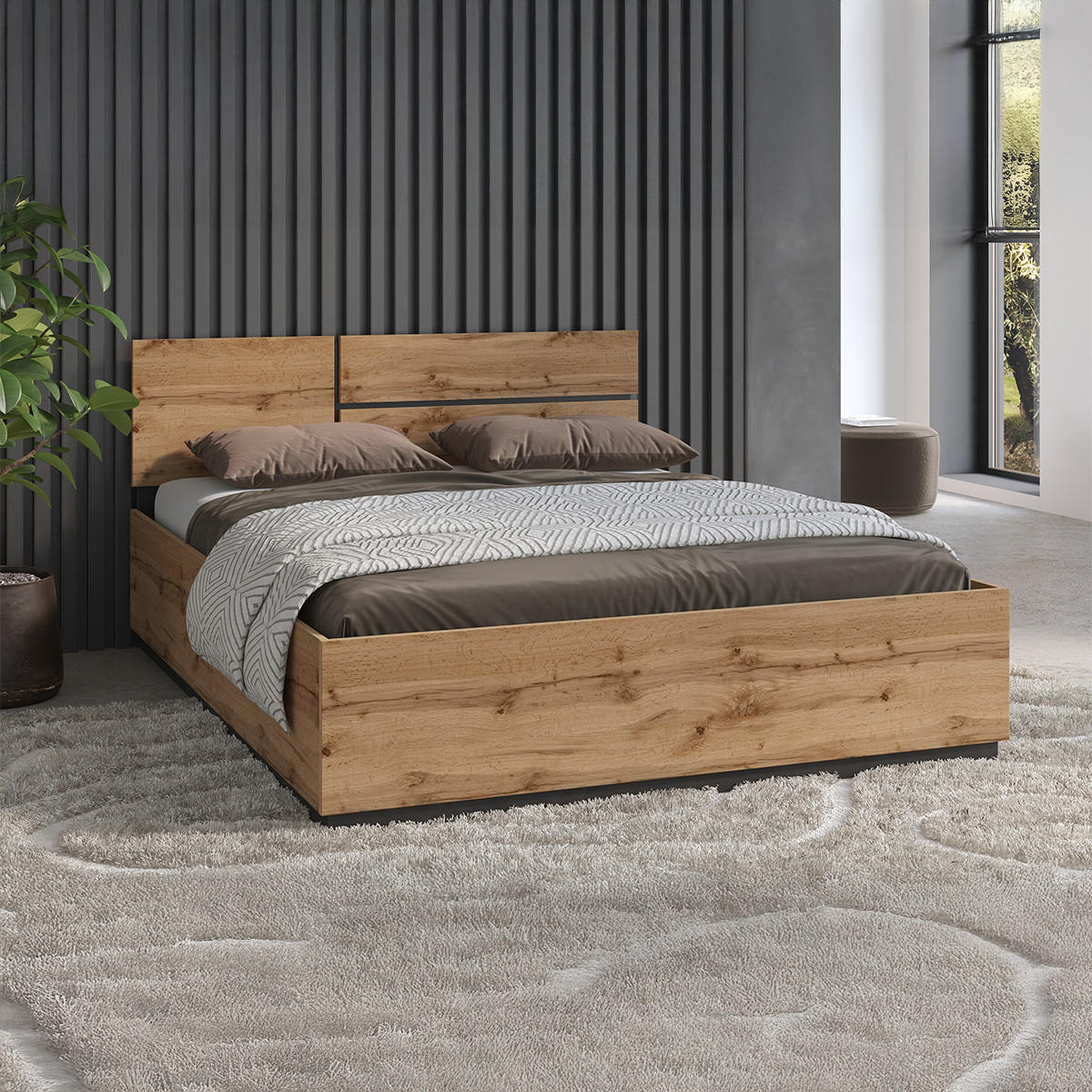 BOXSPRING POSTEL 160/200 Lilia Dřevo - hnědá, kompozitní dřevo (160/200cm) - Petits-meubles