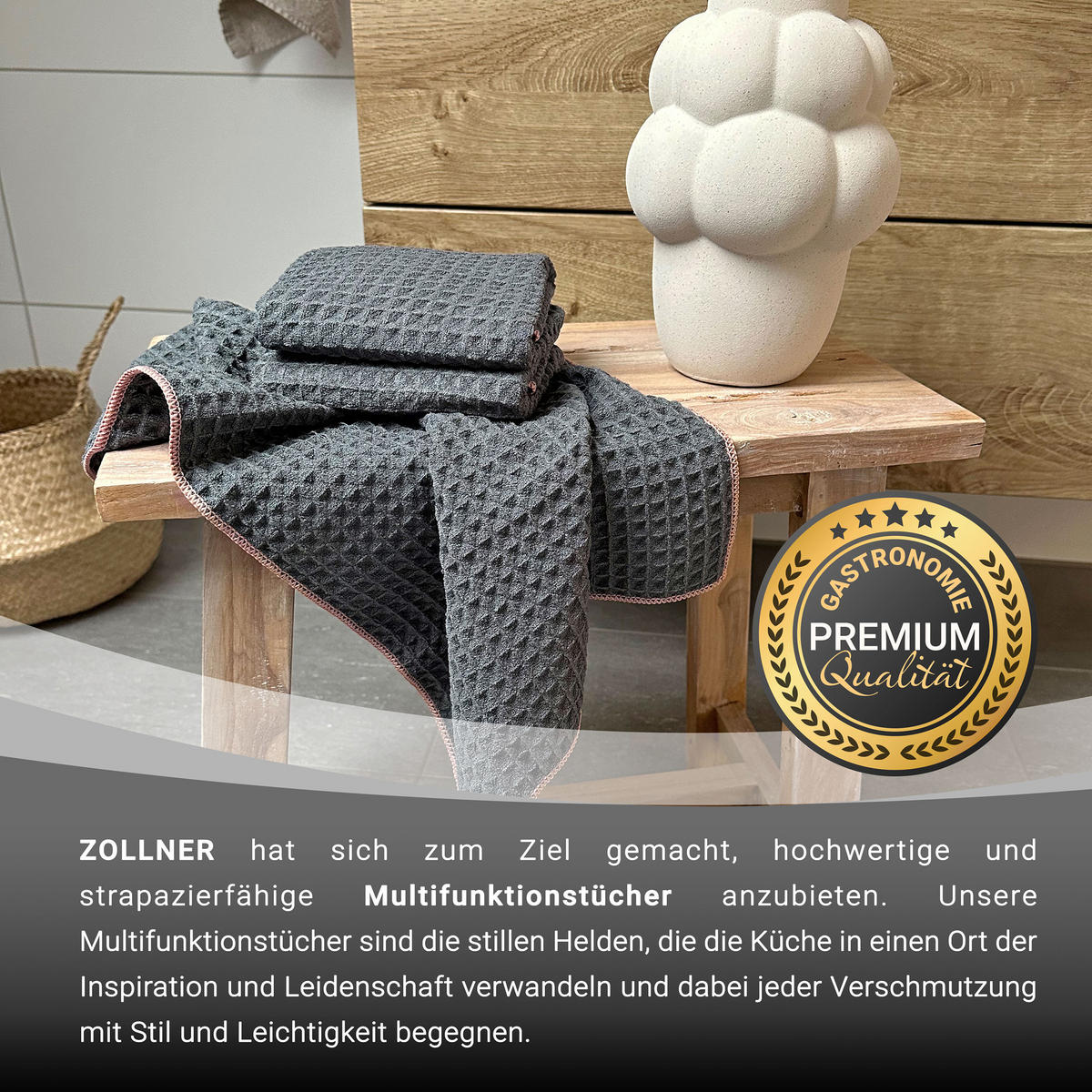REINIGUNGSTÜCHER, 3er-Set, 80% Polyester, 20% Polyamid - Anthrazit, Textil (40/60cm) - Zollner