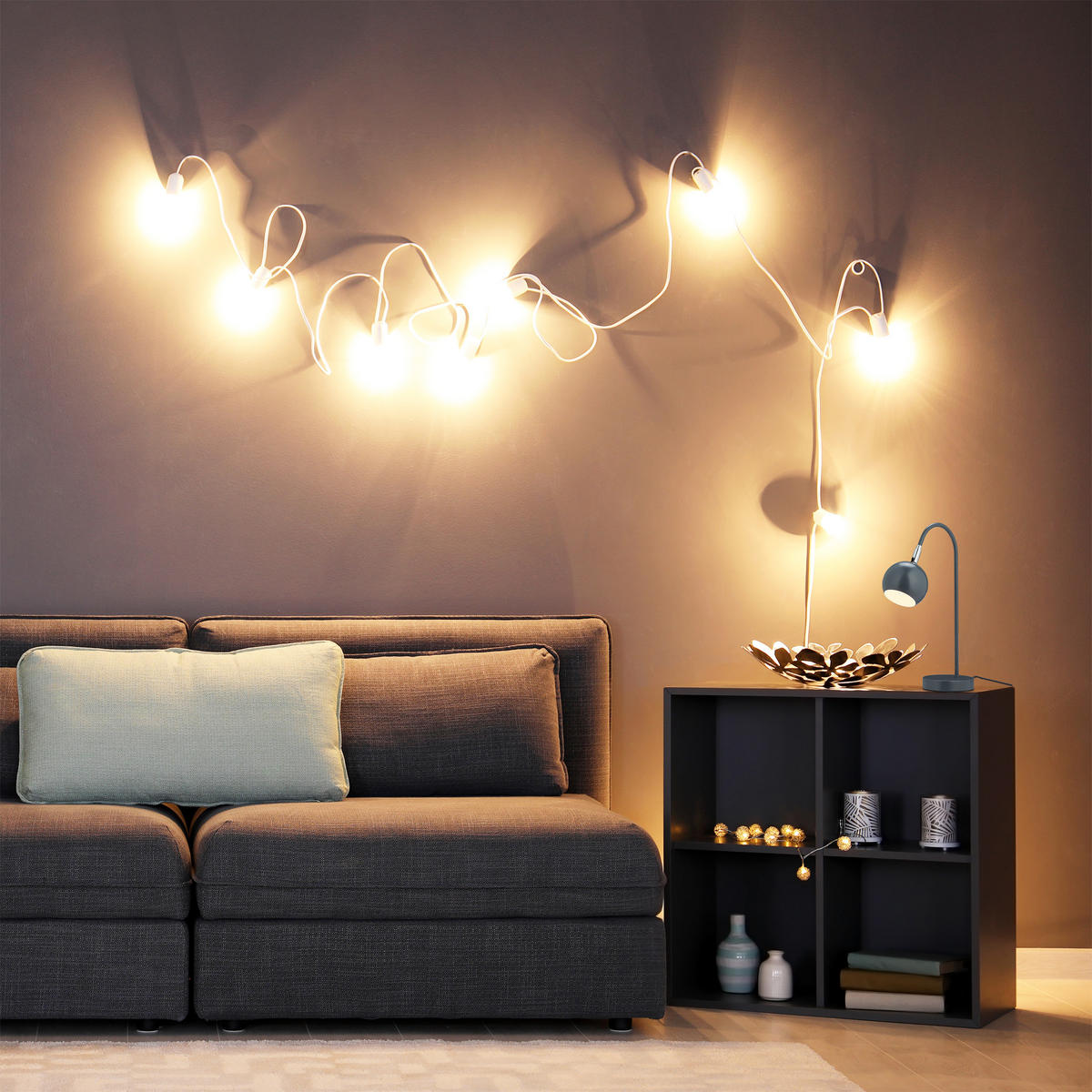 SCHREIBTISCHLAMPE - Grau, Metall (24.5/12/37.5cm) - Relaxdays