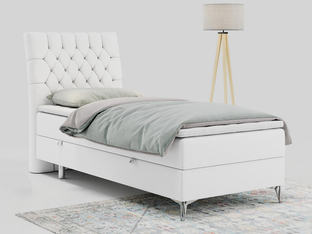 BOXBETT MILEN 90/200 Weiß Kunstleder - H4 - Links Seite - Weiß, Holz/Textil (90/200cm) - MKS