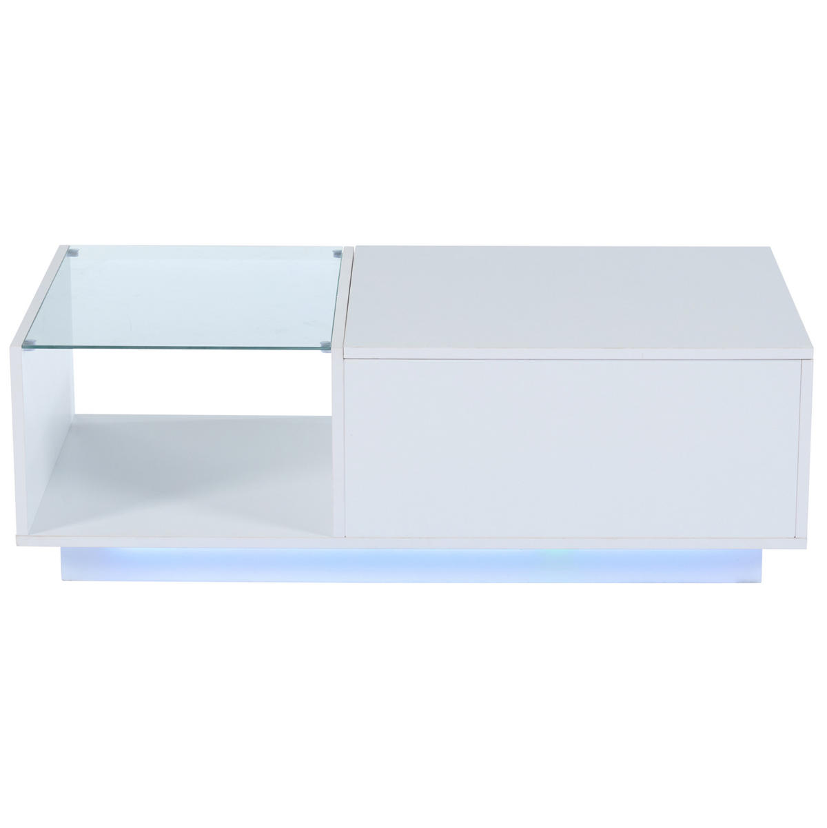COUCHTISCH höhenverstellbar 100 x 50 cm Hochglanz White mit Stauraum - Weiß, Holzwerkstoff (100/50/33cm) - Meubliv