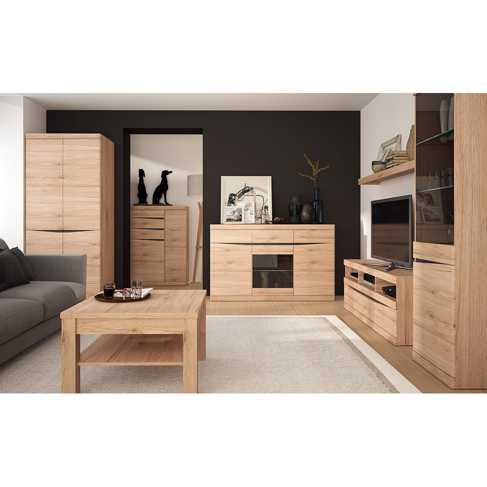 WOHNZIMMER-SET 7-TLG. Sanford-129 - Braun, Holzwerkstoff (751/197/75cm) - Lomado