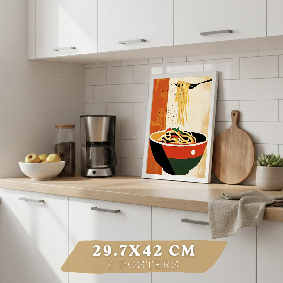 PLAKAT Sada 2 Retro 2 A3 Bílý rám - bílá, papír (29.7/1/42cm) - Nacnic
