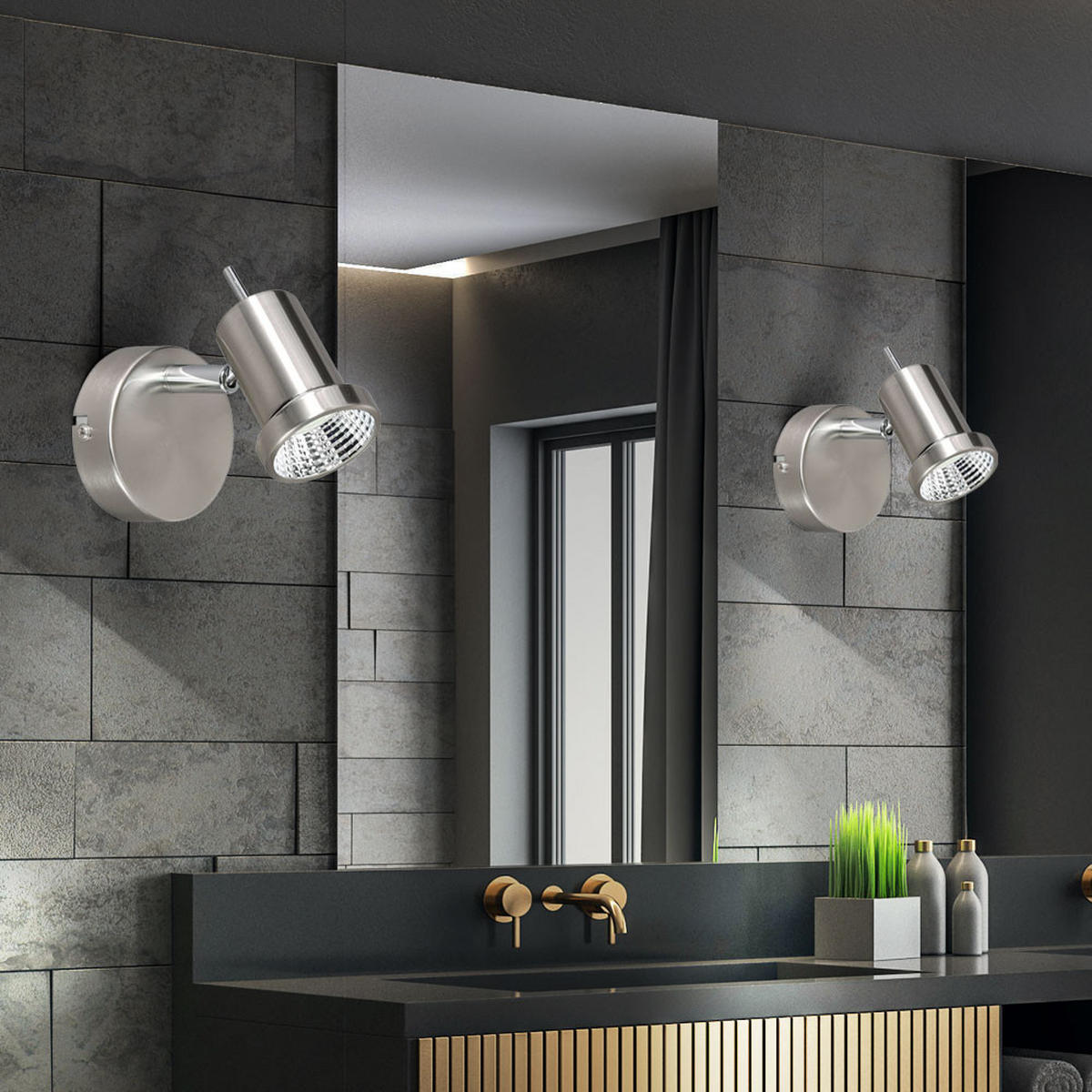 LED WANDLEUCHTE HOORN Nickel matt Silber 2er Set - Silberfarben, Metall (12/10/12cm)