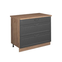 KÜCHENUNTERSCHRANK Fame-Line, Dunkelgrau/Goldkraft Eiche, 100 cm, AP Eiche - Honigeiche/Dunkelgrau, Holzwerkstoff (100/82/60cm) - Vicco