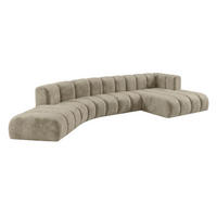 ECKSOFA Modulares In L-Form, Velvet-Stoff Riviera, Beige, Rechts, GRAND Round - Beige, Holz (445/179cm) - Kaiser Möbel