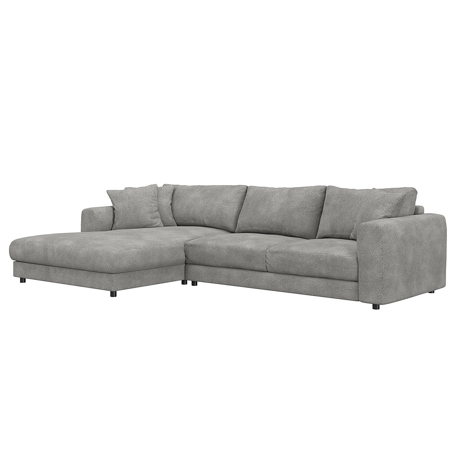 ECKSOFA mit Longchair - Schwarz/Grau, Holz/Kunststoff (286/183cm) - home24