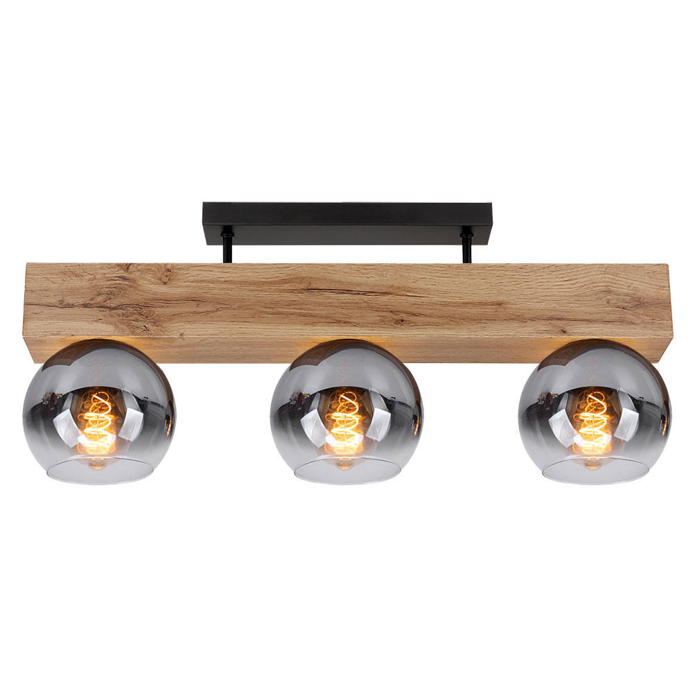 DECKENLEUCHTE MOITAS Braun Holzoptik - Braun, Glas (65/15/28cm) - Globo Lighting