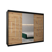 SCHWEBETÜRENSCHRANK 200/250/62 3-türig - Silberfarben/Schwarz, Holz/Kunststoff (250/200/62cm) - Abiks Möbel