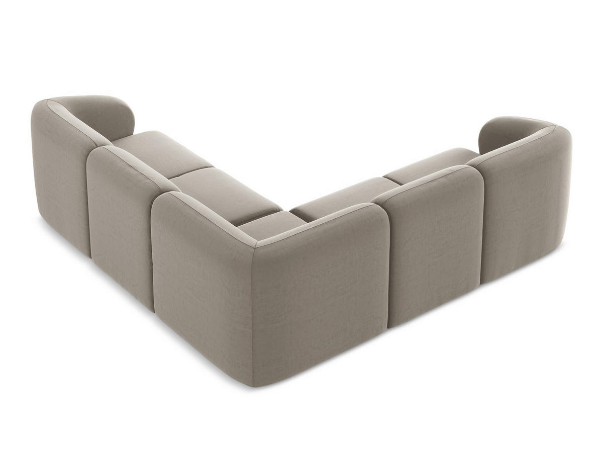 ECKSOFA Samt Stoff Grau - Taupe/Schwarz, Holzwerkstoff/Kunststoff (251/251cm) - Makamii