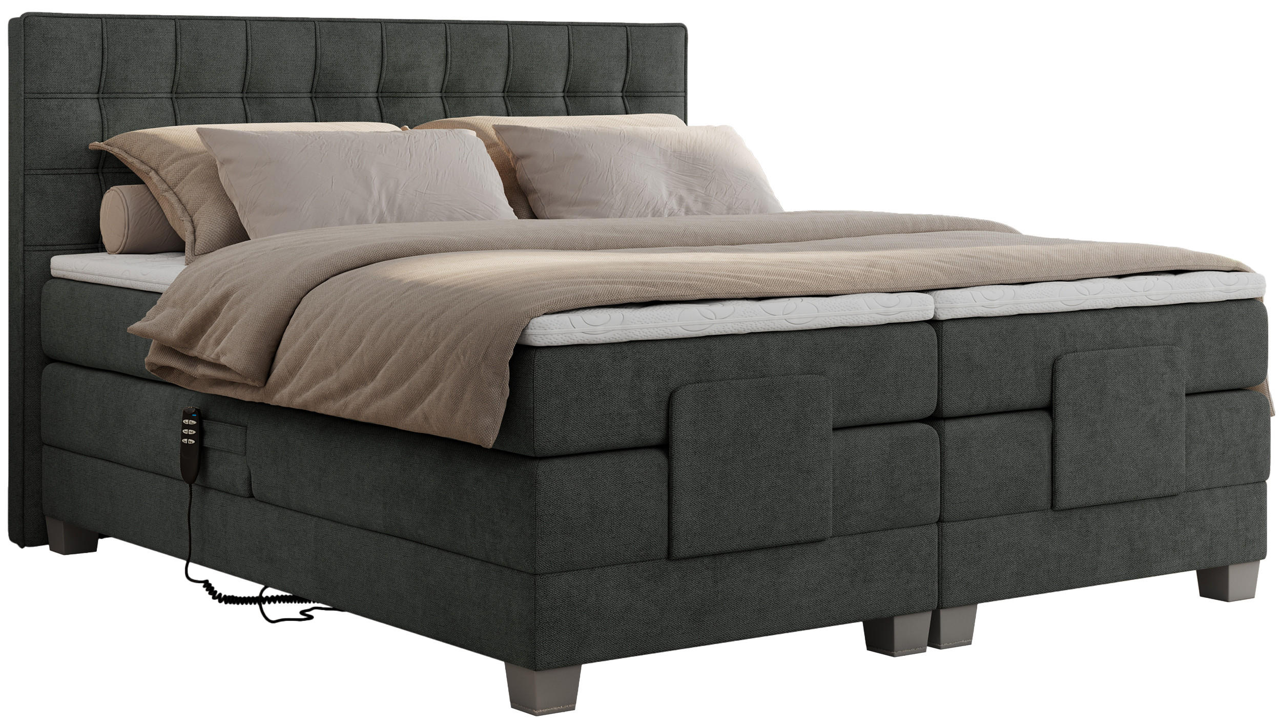 BOXBETT ELEKTRO 140/200 Dunkelgrau Struktur - H3 - Dunkelgrau, Holz/Textil (140/200cm) - MKS