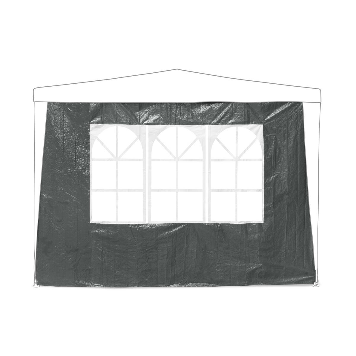 3xPAVILLON-SEITENTEILE - Grau, Kunststoff (300/200/0.1cm) - Relaxdays