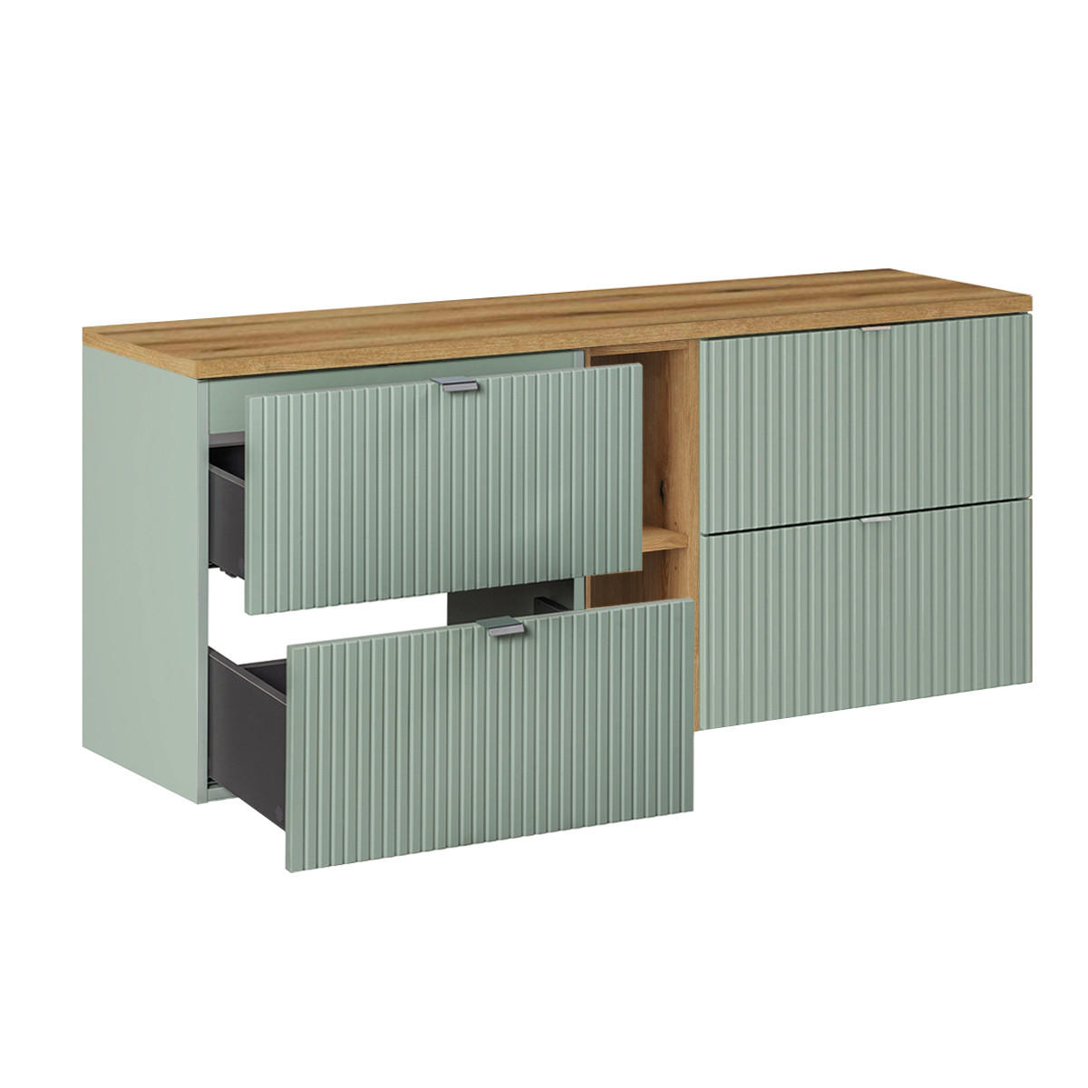 WASCHTISCHUNTERSCHRANK 140.4cm Jade Grün und Holz - Grün, Holzwerkstoff (140.4/59/40cm) - Petits-meubles