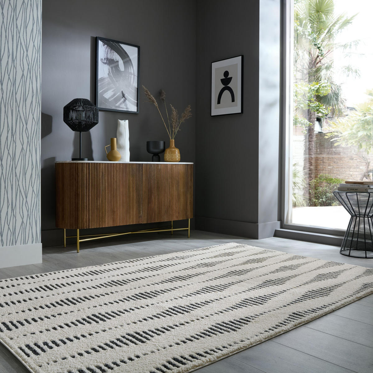 TEPPICH COLN, im Skandi-Stil, Creme-Schwarz, 200 x 290 cm - Beige, Textil (200/290cm) - KADIMA DESIGN