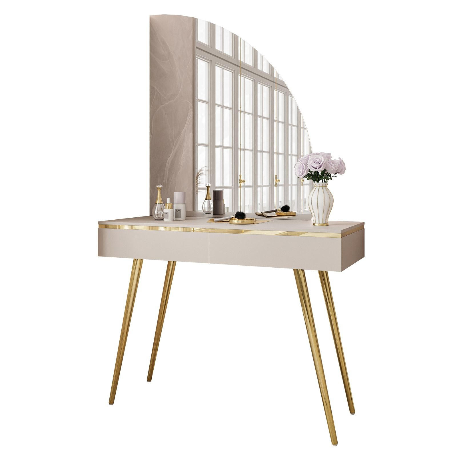 SCHMINKTISCH AURORA-SQ KASCHMIR mit rechts Spiegel - Kaschmir, Holzwerkstoff (102/173/44cm) - Lookway