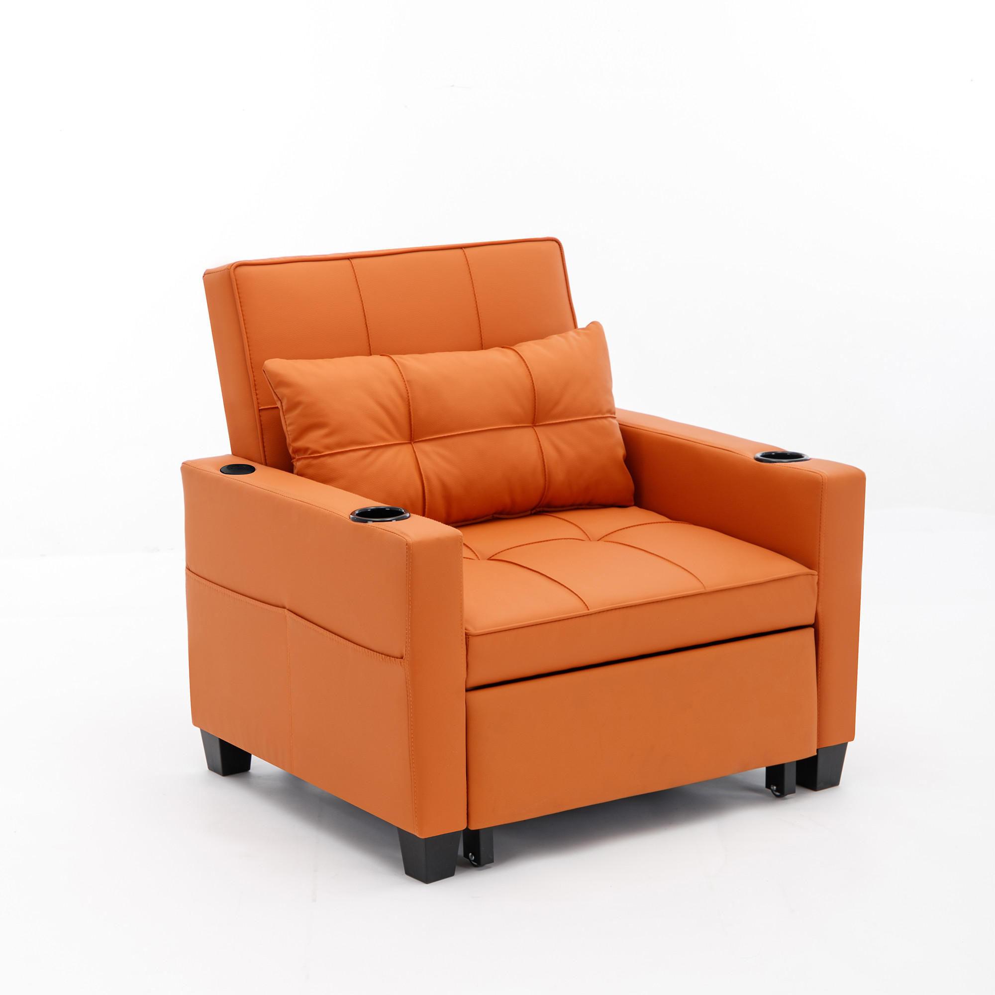 SCHLAFSESSEL DE-35007 3-in-1 mit USB und Getränkehaltern Orange - Orange, Metall (87/84/74cm) - ComfortXL