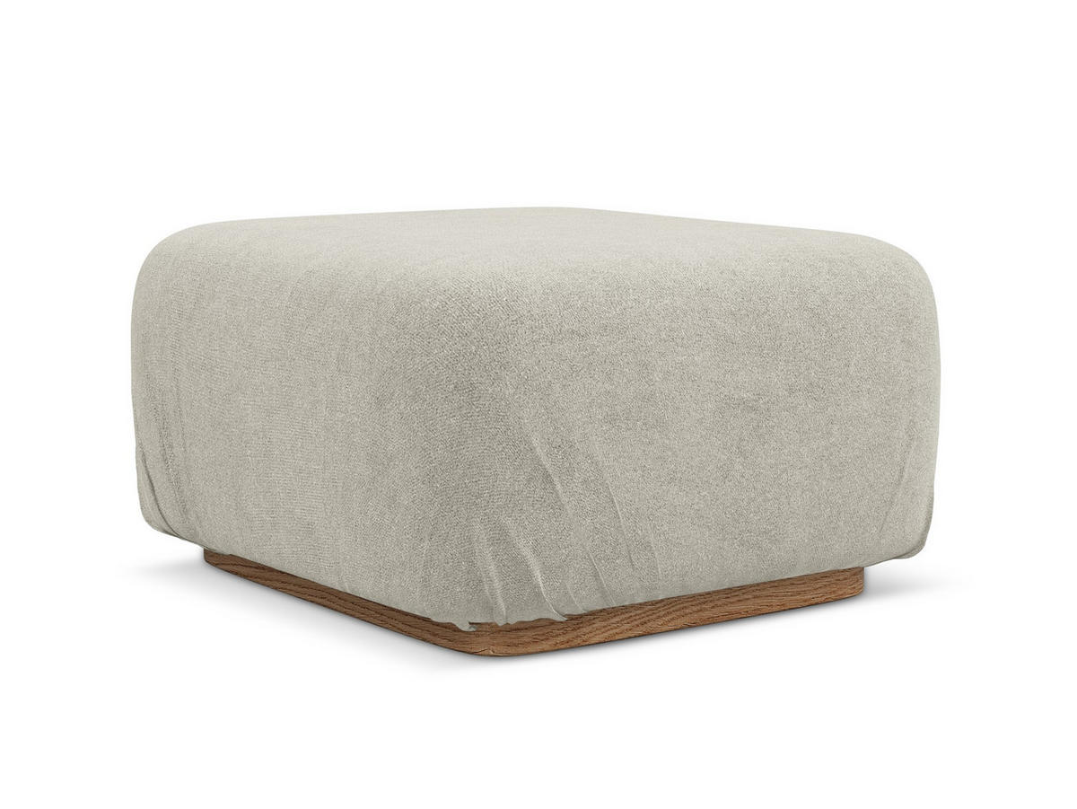 POUF Bouclé Stoff Beige - Beige/Creme, Holz/Textil (83/95/41cm) - Makamii