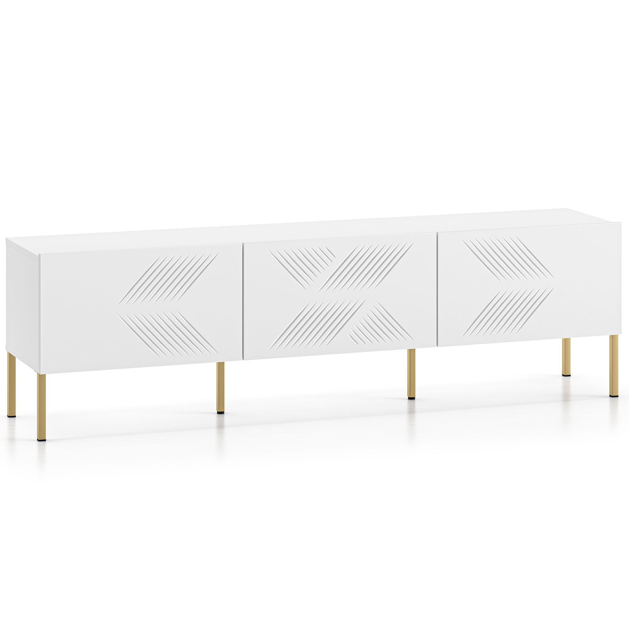 TV-MÖBEL NEBRO,Weiß - Goldfarben/Weiß, Holzwerkstoff (170/50/37cm) - KONSIMO®