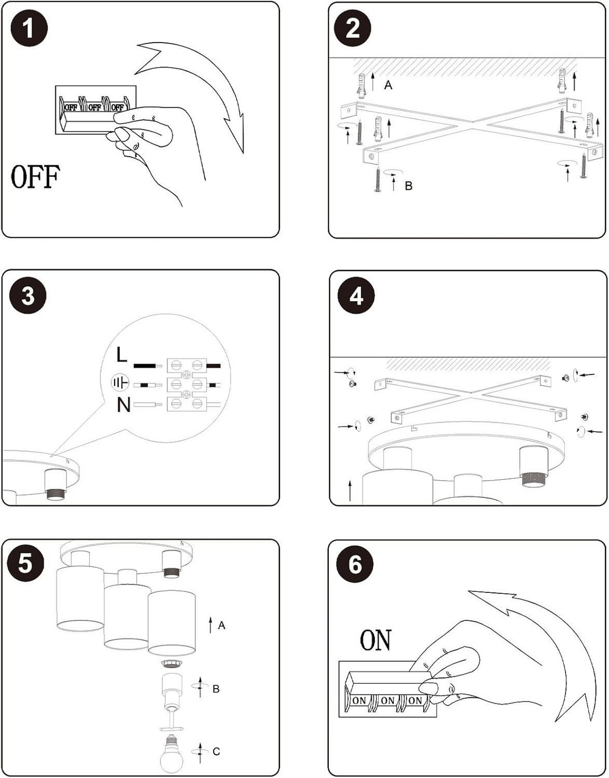 DECKENLEUCHTE CAROLINE Ⅲ 35/35/23 cm - Schwarz, Metall (35/35/23cm) - Nettlife
