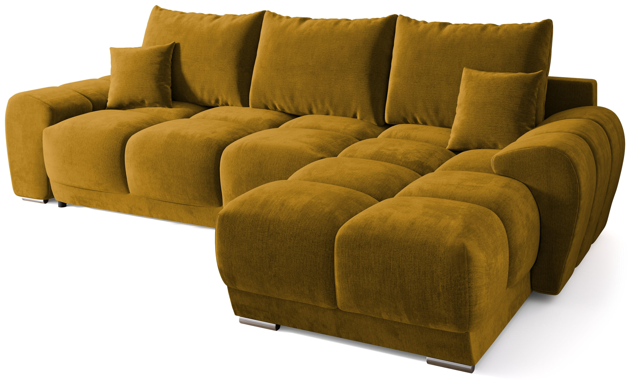 ECKSOFA Nubes mit Schlaffunktion Gelb Plüsch - Gelb/Silberfarben, Kunststoff/Textil (290/180cm) - Bromarkt