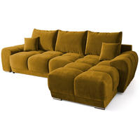 ECKSOFA Nubes mit Schlaffunktion Gelb Plüsch - Gelb/Silberfarben, Kunststoff/Textil (290/180cm) - Bromarkt