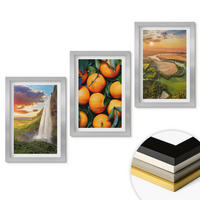 WANDBILDER 3er Set - 20x30 cm Silberner Rahmen - Orange Mountain Wasserfall - Silberfarben, Kunststoff (20/30cm) - ArtPrintCave